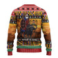 Afro Christmas in Kenya Safari Ugly Christmas Sweater Black Santa Riding Cape Buffalo - African Pride