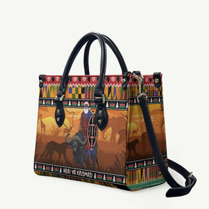 Kenya Safari Christmas Leather Bag Black Santa Riding Cape Buffalo - Heri ya Krismasi