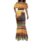 Afro Christmas in Kenya Safari Mermaid Dress Black Santa Riding Cape Buffalo - African Pride