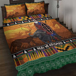Afro Christmas in Kenya Safari Quilt Bed Set Black Santa Riding Cape Buffalo - African Pride