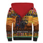Afro Christmas in Kenya Safari Sherpa Hoodie Black Santa Riding Cape Buffalo - African Pride