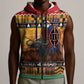 Afro Christmas in Kenya Safari Sleeveless Zip Hoodie Black Santa Riding Cape Buffalo - African Pride