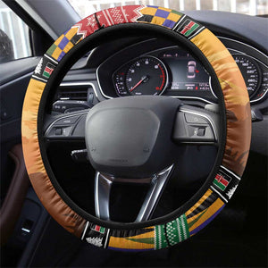 Afro Christmas in Kenya Safari Steering Wheel Cover Black Santa Riding Cape Buffalo - African Pride