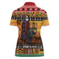 Afro Christmas in Kenya Safari Women Polo Shirt Black Santa Riding Cape Buffalo - African Pride