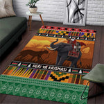 Afro Christmas in Kenya Safari Area Rug Black Santa Riding Elephant - African Pride