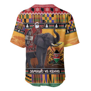 Afro Christmas in Kenya Safari Baseball Jersey Black Santa Riding Elephant - African Pride