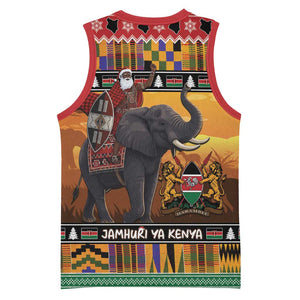 Afro Christmas in Kenya Safari Basketball Jersey Black Santa Riding Elephant LT15
