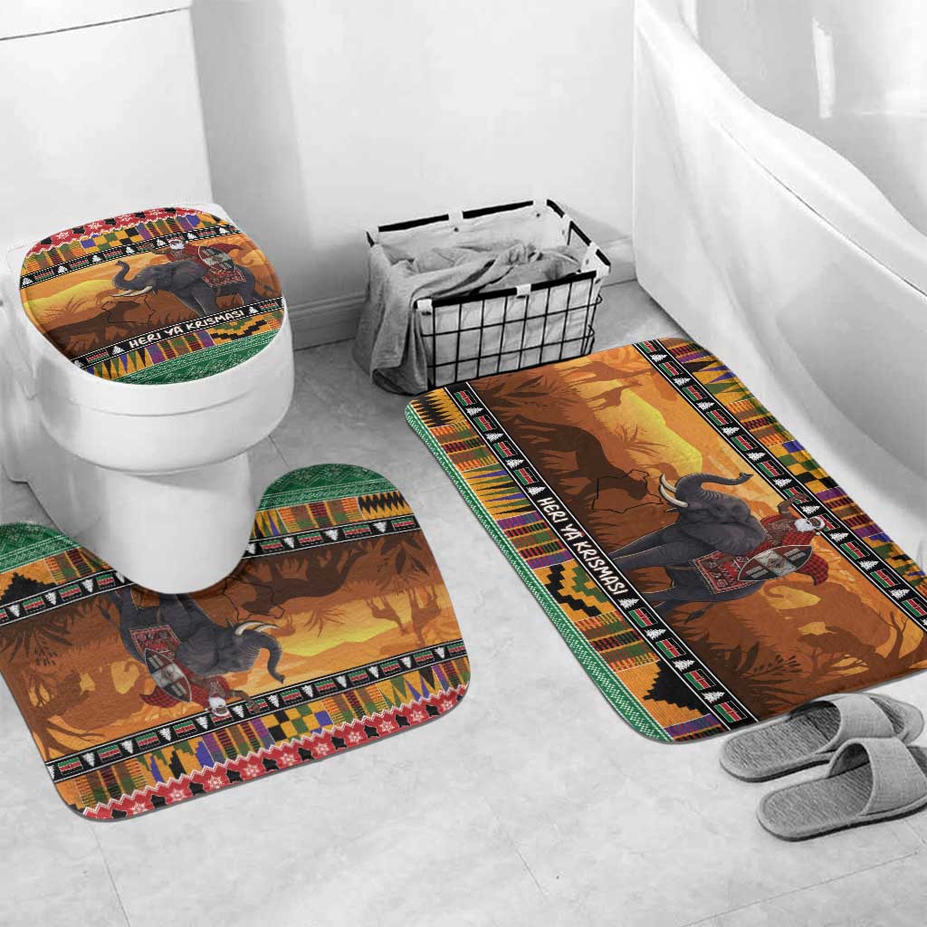 Kenya Safari Christmas Bathroom Set Black Santa Riding Elephant - Heri ya Krismasi