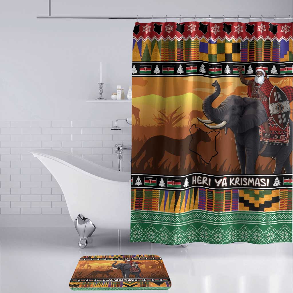 Kenya Safari Christmas Bathroom Set Black Santa Riding Elephant - Heri ya Krismasi