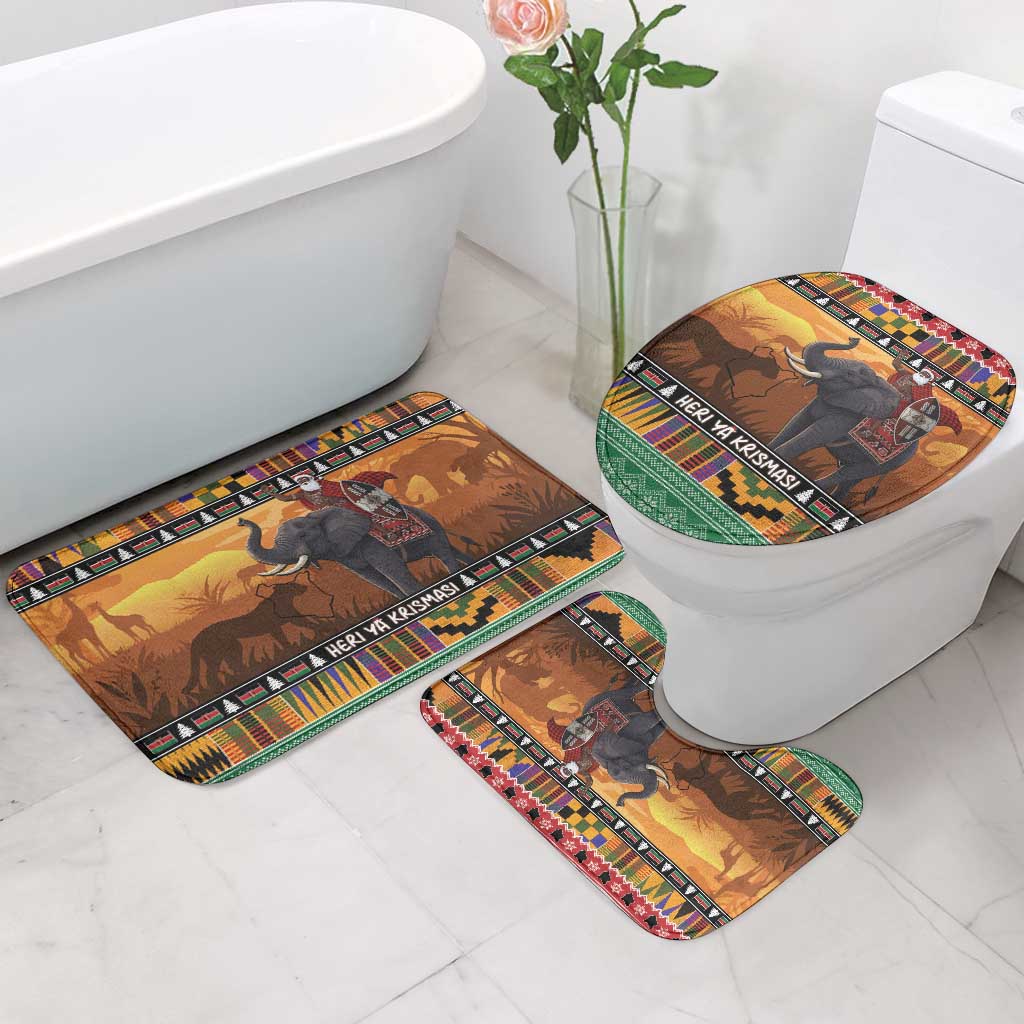 Kenya Safari Christmas Bathroom Set Black Santa Riding Elephant - Heri ya Krismasi