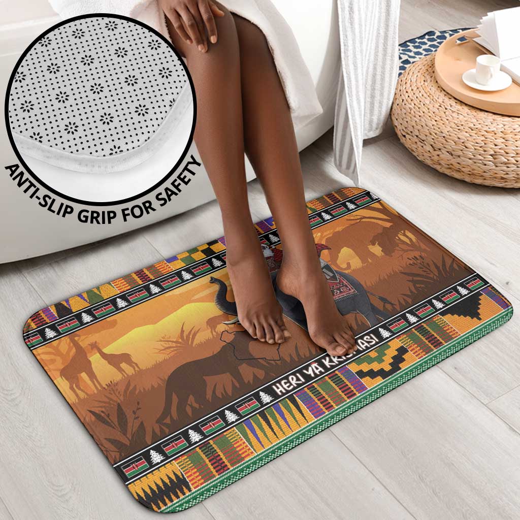 Kenya Safari Christmas Bathroom Set Black Santa Riding Elephant - Heri ya Krismasi