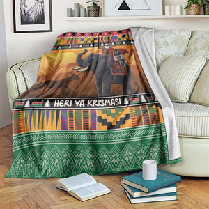 Afro Christmas in Kenya Safari Blanket Black Santa Riding Elephant - African Pride