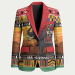Kenya Safari Christmas Blazer Black Santa Riding Elephant - Heri ya Krismasi
