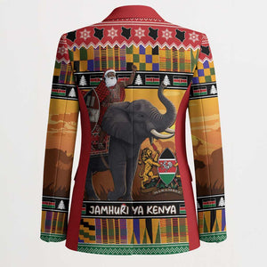 Kenya Safari Christmas Blazer Black Santa Riding Elephant - Heri ya Krismasi