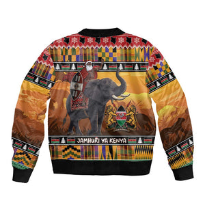 Afro Christmas in Kenya Safari Bomber Jacket Black Santa Riding Elephant - African Pride
