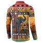 Kenya Safari Christmas Button Sweatshirt Black Santa Riding Elephant - Heri ya Krismasi