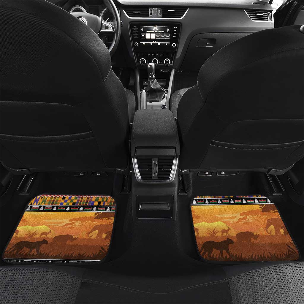Afro Christmas in Kenya Safari Car Mats Black Santa Riding Elephant - African Pride