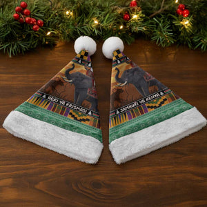 Afro Christmas in Kenya Safari Christmas Santa Hat Black Santa Riding Elephant - African Pride