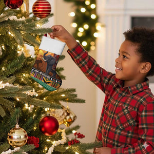 Afro Christmas in Kenya Safari Christmas Stocking Black Santa Riding Elephant - African Pride