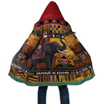 Kenya Safari Christmas Cloak Black Santa Riding Elephant - Heri ya Krismasi