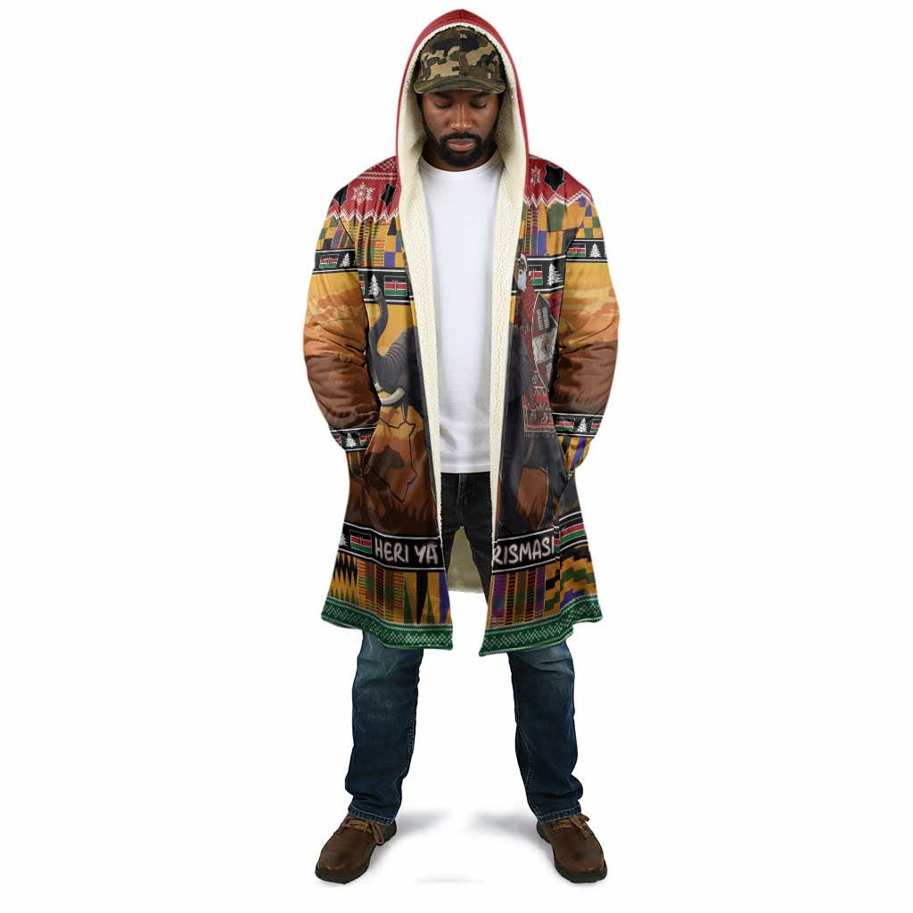 Kenya Safari Christmas Cloak Black Santa Riding Elephant - Heri ya Krismasi