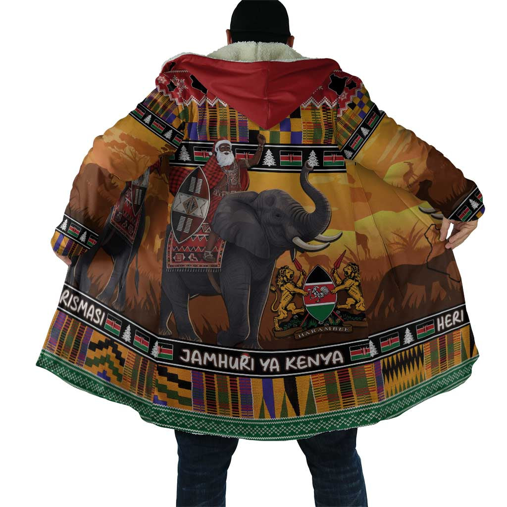 Kenya Safari Christmas Cloak Black Santa Riding Elephant - Heri ya Krismasi