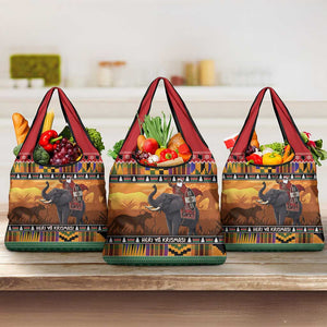 Afro Christmas in Kenya Safari Grocery Bag Black Santa Riding Elephant - African Pride