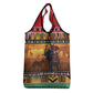 Afro Christmas in Kenya Safari Grocery Bag Black Santa Riding Elephant - African Pride