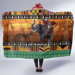 Afro Christmas in Kenya Safari Hooded Blanket Black Santa Riding Elephant - African Pride