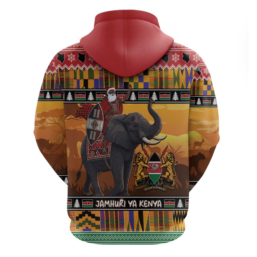 Afro Christmas in Kenya Safari Hoodie Black Santa Riding Elephant - African Pride