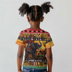 Afro Christmas in Kenya Safari Kid T shirt Black Santa Riding Elephant - African Pride