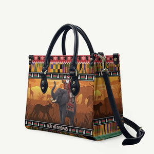 Kenya Safari Christmas Leather Bag Black Santa Riding Elephant - Heri ya Krismasi