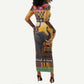 Afro Christmas in Kenya Safari Long Sleeve Bodycon Dress Black Santa Riding Elephant - African Pride