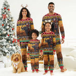 Afro Christmas in Kenya Safari Christmas Pajama Set Black Santa Riding Elephant - African Pride