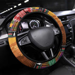 Afro Christmas in Kenya Safari Steering Wheel Cover Black Santa Riding Elephant - African Pride