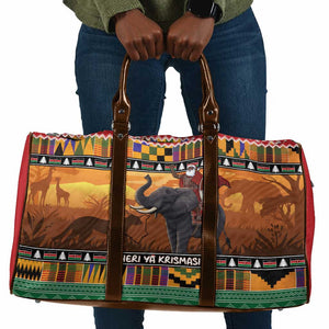 Kenya Safari Christmas Travel Bag Black Santa Riding Elephant - Heri ya Krismasi
