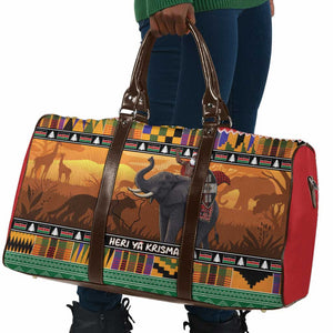 Kenya Safari Christmas Travel Bag Black Santa Riding Elephant - Heri ya Krismasi