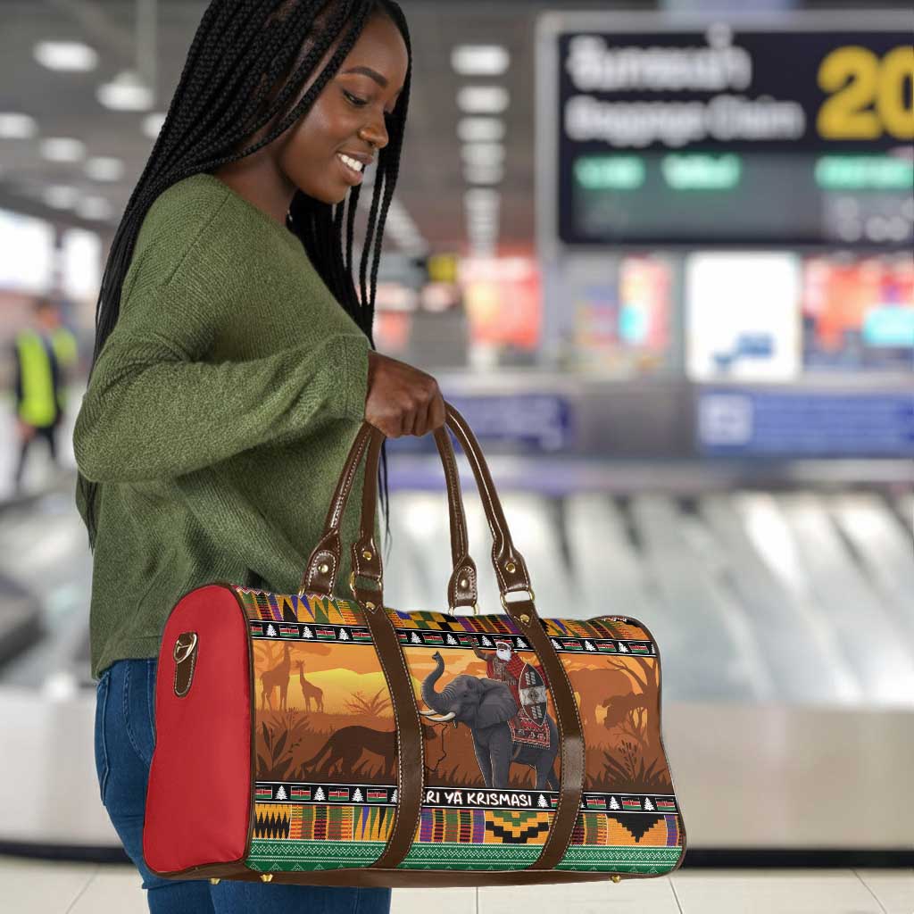 Kenya Safari Christmas Travel Bag Black Santa Riding Elephant - Heri ya Krismasi
