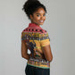 Afro Christmas in Kenya Safari Women Polo Shirt Black Santa Riding Elephant - African Pride