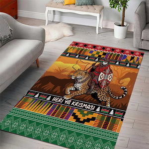 Afro Christmas in Kenya Safari Area Rug Black Santa Riding Leopards - African Pride