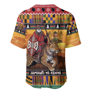 Afro Christmas in Kenya Safari Baseball Jersey Black Santa Riding Leopards - African Pride