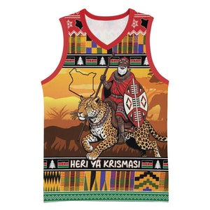 Afro Christmas in Kenya Safari Basketball Jersey Black Santa Riding Leopards LT15
