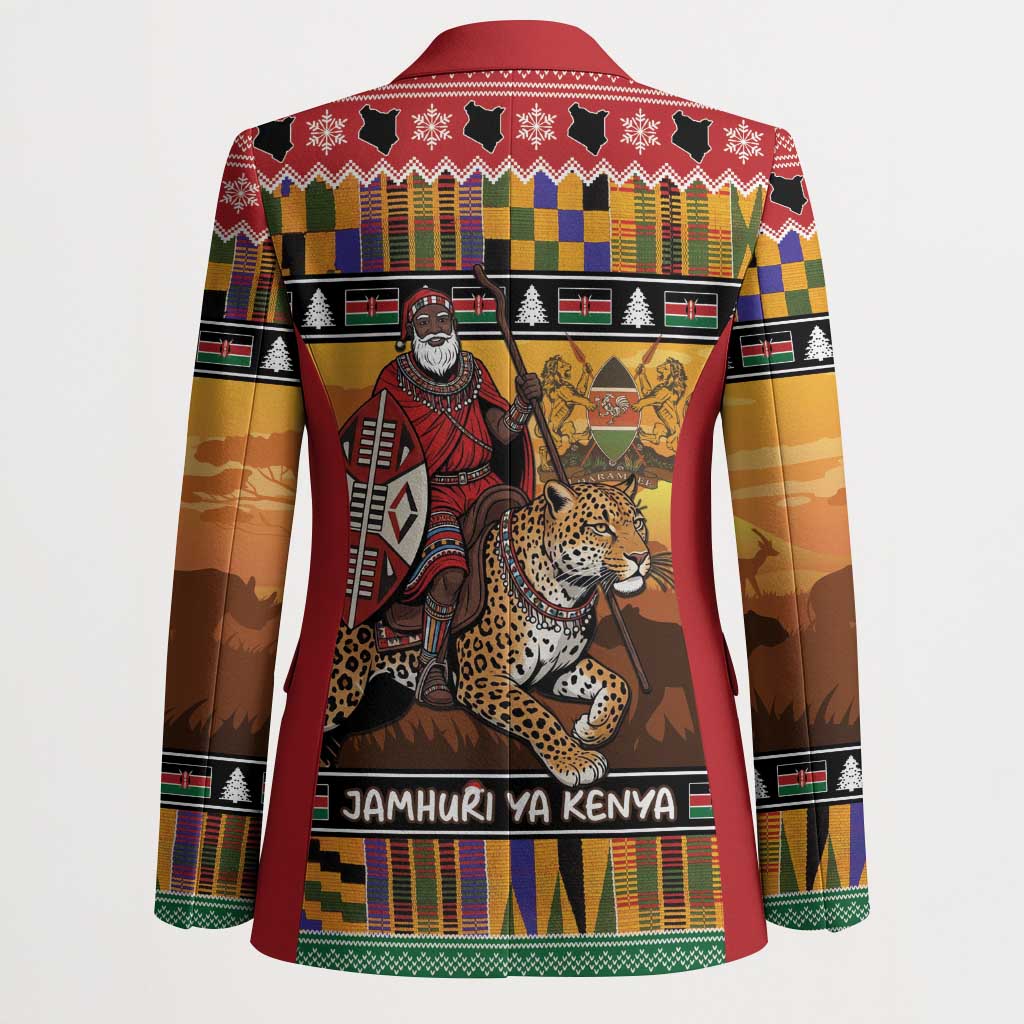 Kenya Safari Christmas Blazer Black Santa Riding Leopards - Heri ya Krismasi