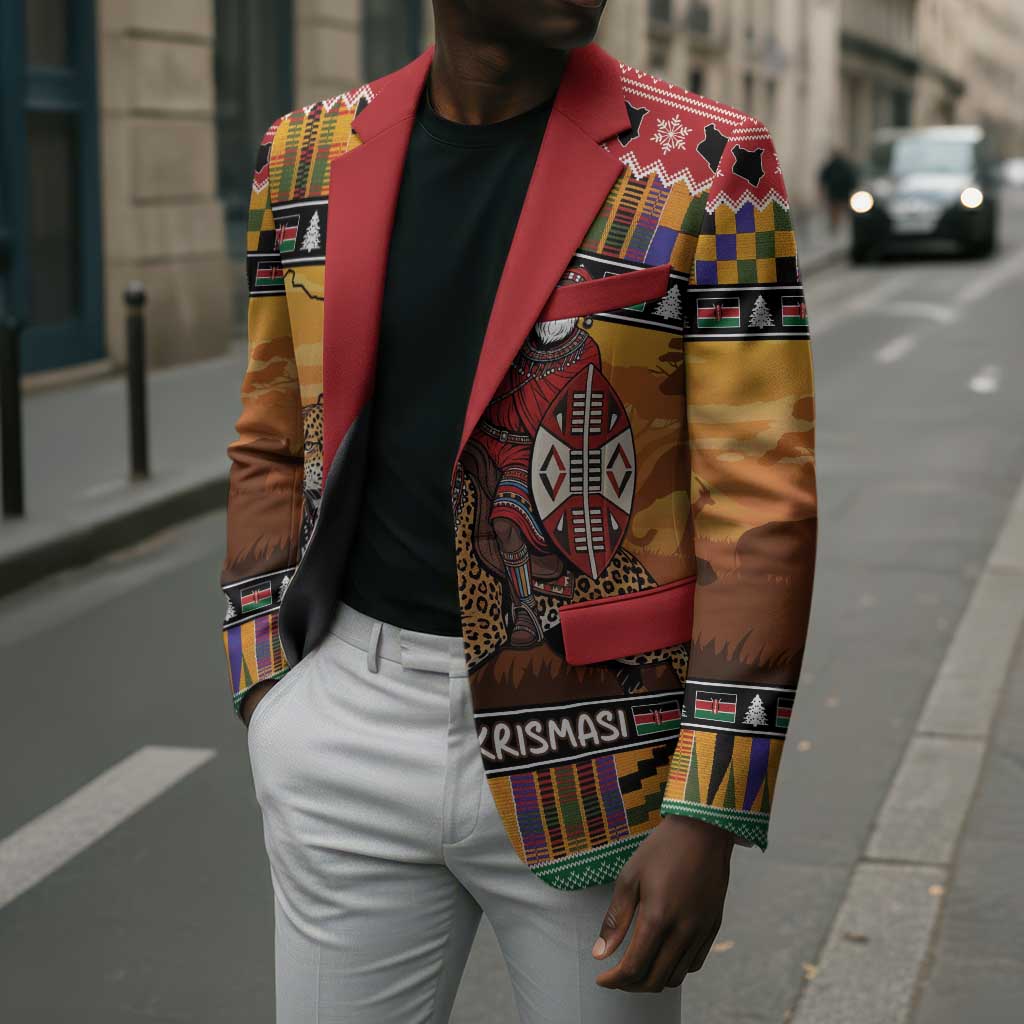 Kenya Safari Christmas Blazer Black Santa Riding Leopards - Heri ya Krismasi