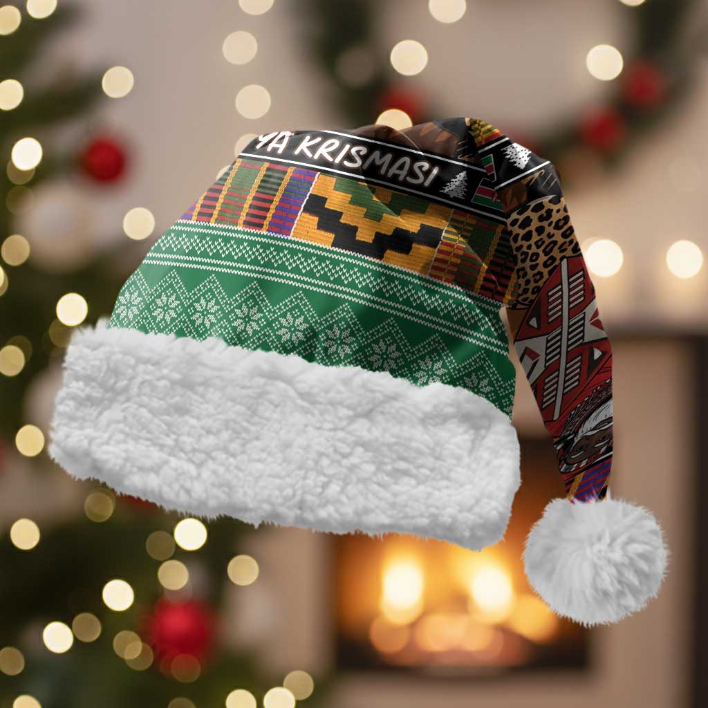 Afro Christmas in Kenya Safari Christmas Santa Hat Black Santa Riding Leopards - African Pride