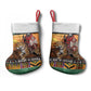 Afro Christmas in Kenya Safari Christmas Stocking Black Santa Riding Leopards - African Pride