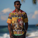 Afro Christmas in Kenya Safari Hawaiian Shirt Black Santa Riding Leopards - African Pride