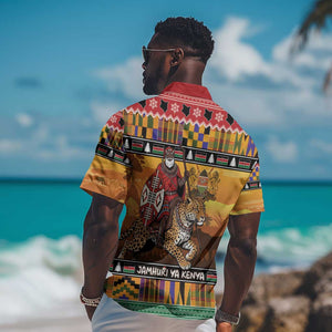Afro Christmas in Kenya Safari Hawaiian Shirt Black Santa Riding Leopards - African Pride