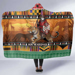 Afro Christmas in Kenya Safari Hooded Blanket Black Santa Riding Leopards - African Pride