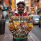 Afro Christmas in Kenya Safari Hoodie Black Santa Riding Leopards - African Pride